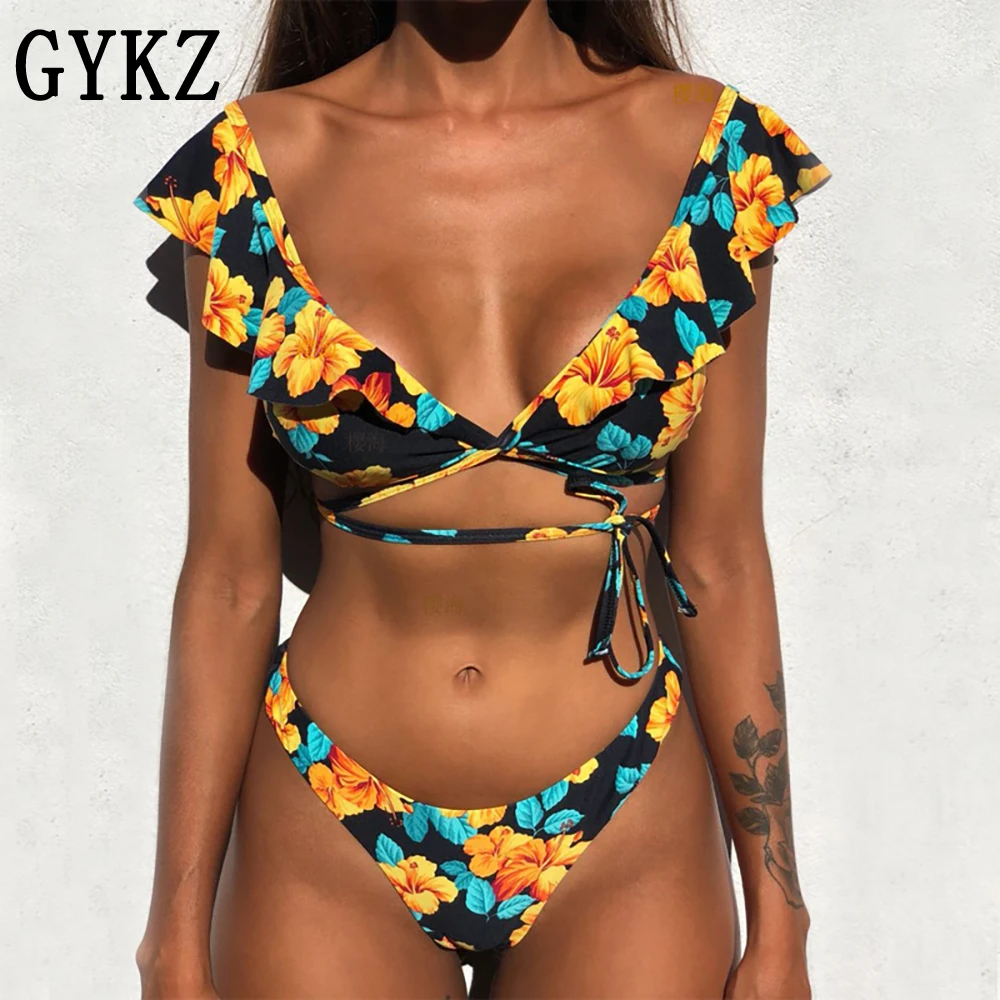 2019 New Low Sexy Triangle Bikinis Swimwear Women Lotus Leaf Bikini Sets Push Up Halter bathing Brazilian Biquini Print suit 
2019 New Low Sexy Triangle Bikinis Swimwear Women Lotus Leaf Bikini Sets Push Up Halter bathing Brazilian Biquini Print suit