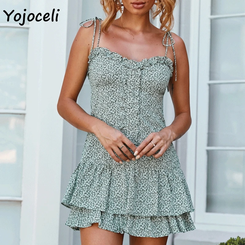 Yojoceli 2019 summer green print ruffle dress women cute bow sundress boho beach female mini dress
Yojoceli 2019 summer green print ruffle dress women cute bow sundress boho beach female mini dress