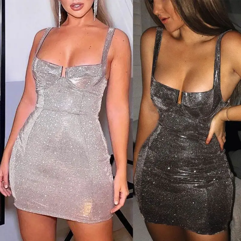 2 Colors Womens Sexy Irregular Deep V-Neck Mini Bodycon Evening Party Dress Metallic Glitter Solid Backless Clubwear Dress
2 Colors Womens Sexy Irregular Deep V-Neck Mini Bodycon Evening Party Dress Metallic Glitter Solid Backless Clubwear Dress