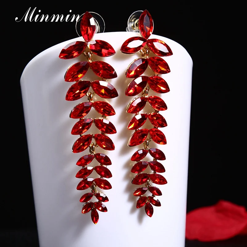 Minmin 2019 New Design Leaf Shape Shiny Crystal Long Dangle Earrings for Women Fashion Wedding Party Jewelry for Brides MEH1579
Minmin 2019 New Design Leaf Shape Shiny Crystal Long Dangle Earrings for Women Fashion Wedding Party Jewelry for Brides MEH1579
