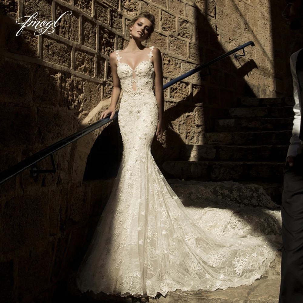 Fmogl Beaded Lace Mermaid Wedding Dress Romantic Sweetheart Spaghetti Straps Sexy Backless Vestido De Noiva Plus Size
Fmogl Beaded Lace Mermaid Wedding Dress Romantic Sweetheart Spaghetti Straps Sexy Backless Vestido De Noiva Plus Size