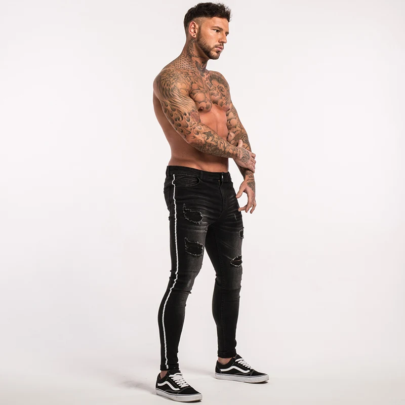 black side stripe jeans