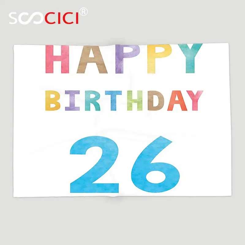 Custom Soft Fleece Throw Blanket 26th Birthday Decorations Soft Pastel Toned Colorful Typography Celebration Sign Pattern
Custom Soft Fleece Throw Blanket 26th Birthday Decorations Soft Pastel Toned Colorful Typography Celebration Sign Pattern