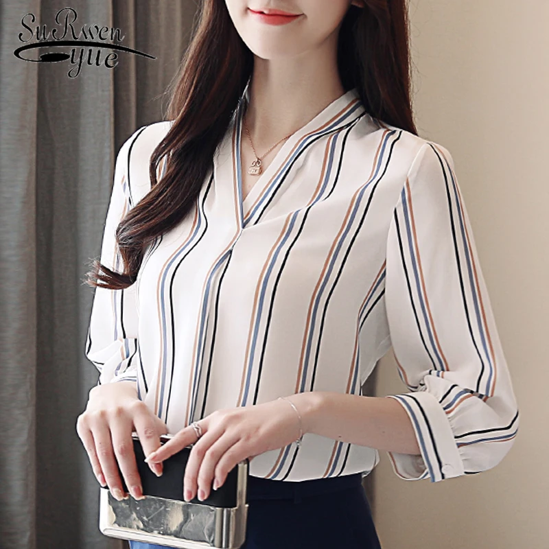 casual chiffon striped women blouse shirt Fashion women blouses 2019 long sleeve V collar OL blouse top female blusa 0873 40
casual chiffon striped women blouse shirt Fashion women blouses 2019 long sleeve V collar OL blouse top female blusa 0873 40