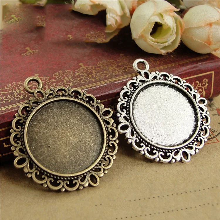 

50pcs Cabochon 20mm Settings Pendant Glass Cabochon Base Cameo Tray Bezel Blank Cameo DIY Necklace Jewelry Findings Making