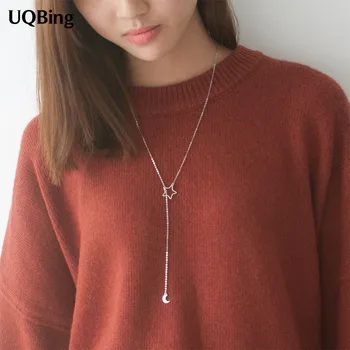 Wholesale 925 Sterling Silver Chain Necklaces Silver Moon Star Pendant Necklaces Jewelry Collar Colar de Plata
Wholesale 925 Sterling Silver Chain Necklaces Silver Moon Star Pendant Necklaces Jewelry Collar Colar de Plata