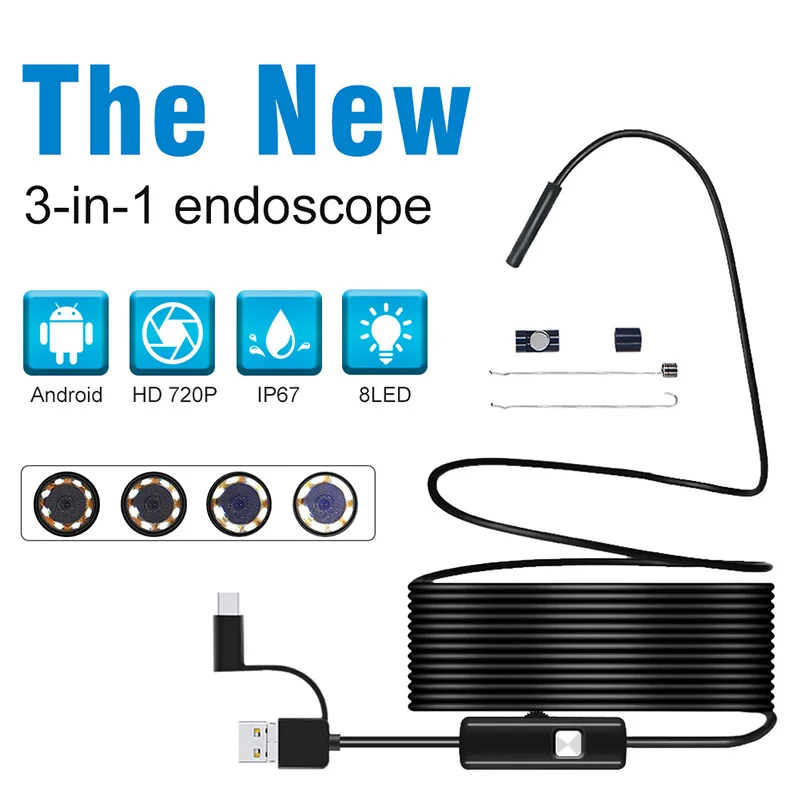 2019 1080/720P Semi Rigid Wire Android Type-C Endoscope 8mm Lens Inspection Camera USB Endoscope Led Light Snake Tube Borescope
2019 1080/720P Semi Rigid Wire Android Type-C Endoscope 8mm Lens Inspection Camera USB Endoscope Led Light Snake Tube Borescope