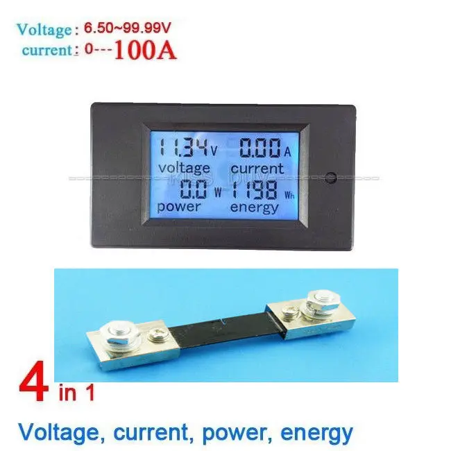 

Multimeter Ammeter Voltmeter DC 100V 100A LCD Display Digital Current Voltage Power Energy Meter Battery Monitor Tester+ Shunts