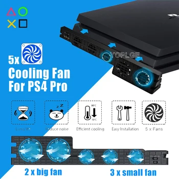 PS4 Pro Console Temperature Control USB Fast Cooler Cooling Fan with 5 Fans for Sony Playstation 4 PS 4 PRO Games Accessories
PS4 Pro Console Temperature Control USB Fast Cooler Cooling Fan with 5 Fans for Sony Playstation 4 PS 4 PRO Games Accessories