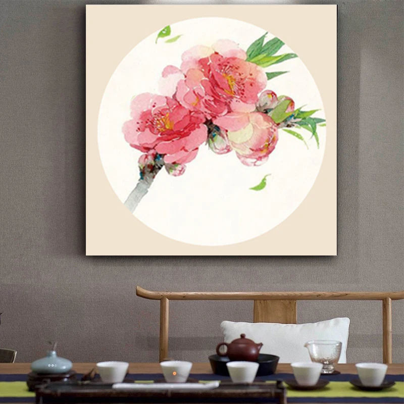 DIY картинки для раскраски по номерам с цветение персика рисунок рельеф живописи