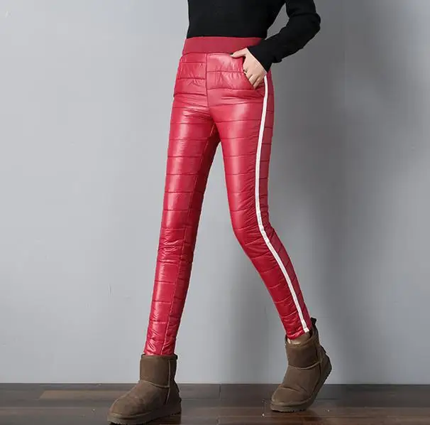 3XL Women female Fashion Slim Warm Thick Down Pants Trousers Skinny ladies Formal New Winter High Waisted Outer Wear 2019 | Женская