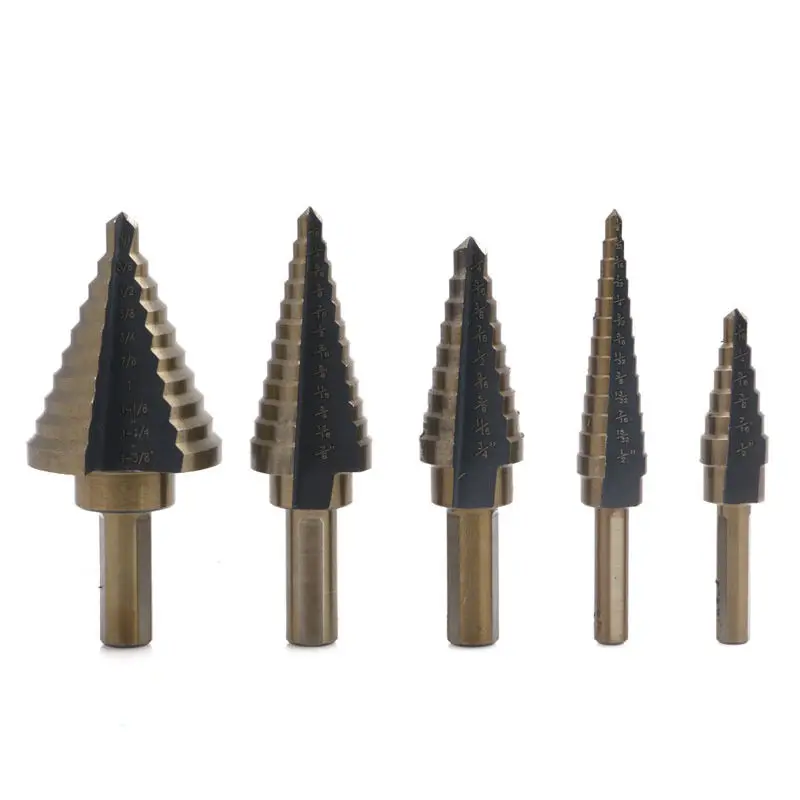 New 5Pcs Multiple Hole 50 Sizes Step Drill High Speed Steel HSS Bit Set Tools 2017
New 5Pcs Multiple Hole 50 Sizes Step Drill High Speed Steel HSS Bit Set Tools 2017