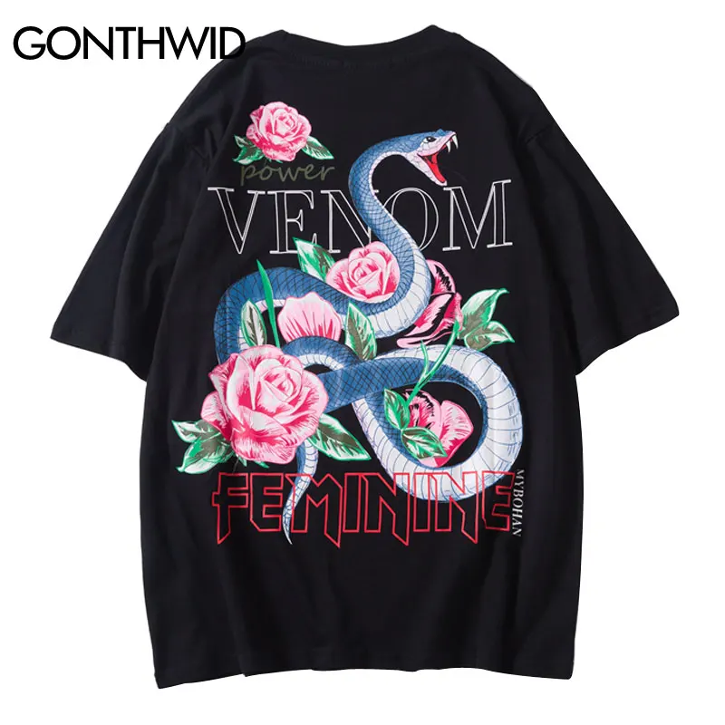 GONTHWID Rose Snake Flowers Print Streetwear Tshirts Hip Hop Casual Tee Shirts Summer Men Harajuku Short Sleeve Swag Tops Male
GONTHWID Rose Snake Flowers Print Streetwear Tshirts Hip Hop Casual Tee Shirts Summer Men Harajuku Short Sleeve Swag Tops Male