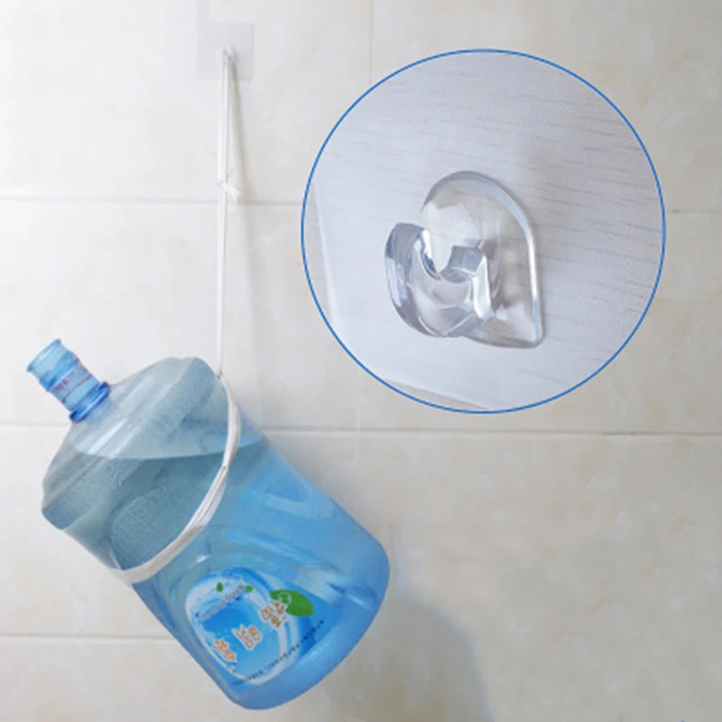 10pcs Hot Sale Strong Reusable Sticker Extraordinary Transparent Seamless Hook Kitchen Door Free Nail Hook