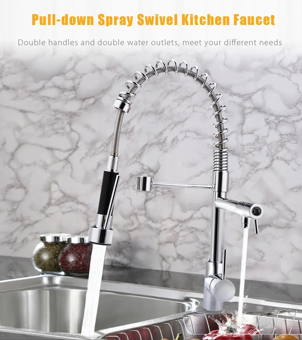 Kitchen Faucet Pull-down Spray Swivel Kitchen Faucet Mixer Tap with Flexible Hose Keukenkraan Mengkraan
Kitchen Faucet Pull-down Spray Swivel Kitchen Faucet Mixer Tap with Flexible Hose Keukenkraan Mengkraan