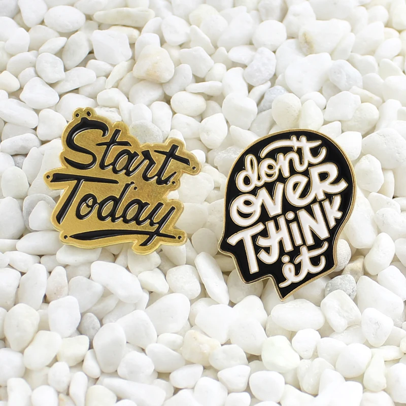 Creative letter slogans "Start Today" and "dont ever think it" black gold brain shape Enamel brooch Man head punk pop badge
Creative letter slogans "Start Today" and "dont ever think it" black gold brain shape Enamel brooch Man head punk pop badge