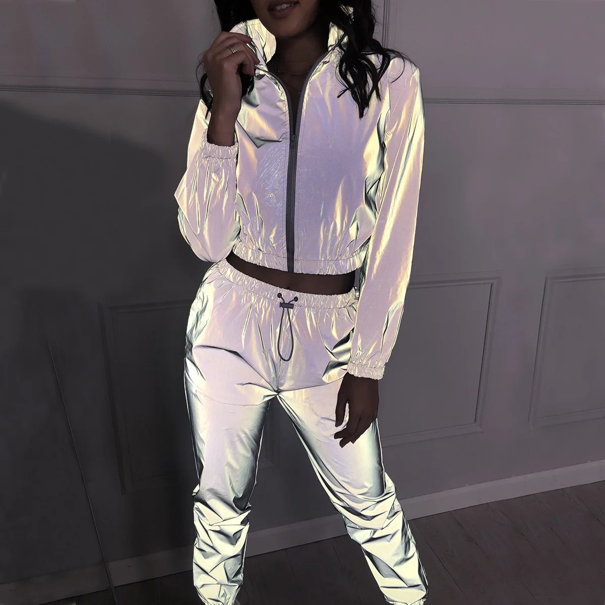 Reflective Two Piece Outfits Sweatshirt and Harem Pants Set 2 Piece Set Tracksuit Women Women's Casual Women Tracksuit 2019
Reflective Two Piece Outfits Sweatshirt and Harem Pants Set 2 Piece Set Tracksuit Women Women's Casual Women Tracksuit 2019