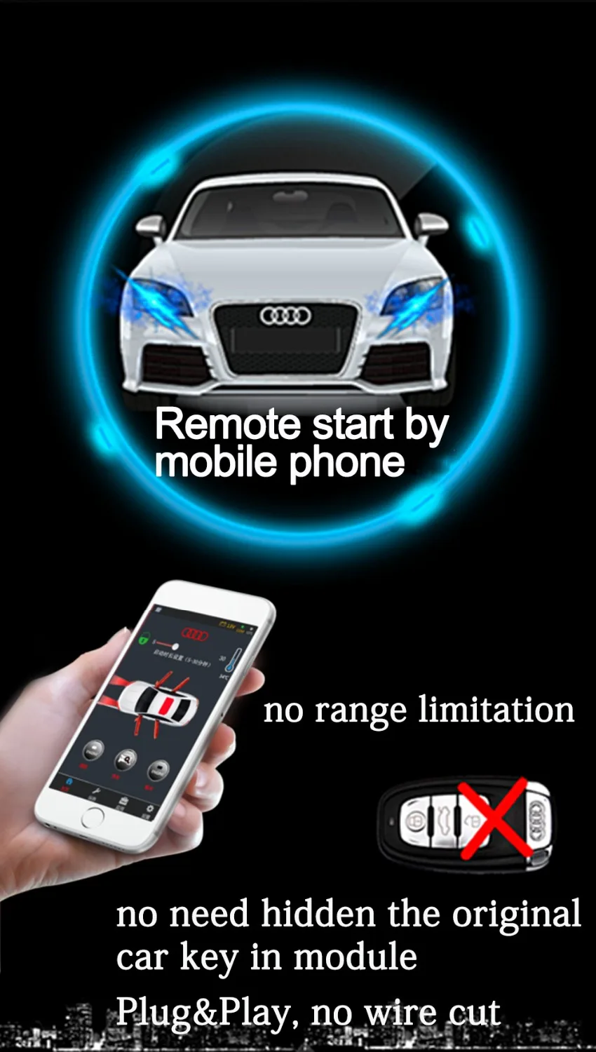 Security Engine Remote Starter Kit for Audi A8L/A8L W12 (2012-2017) Keyless Entry Vehicle Locator Work with Mobile Phone
Security Engine Remote Starter Kit for Audi A8L/A8L W12 (2012-2017) Keyless Entry Vehicle Locator Work with Mobile Phone
