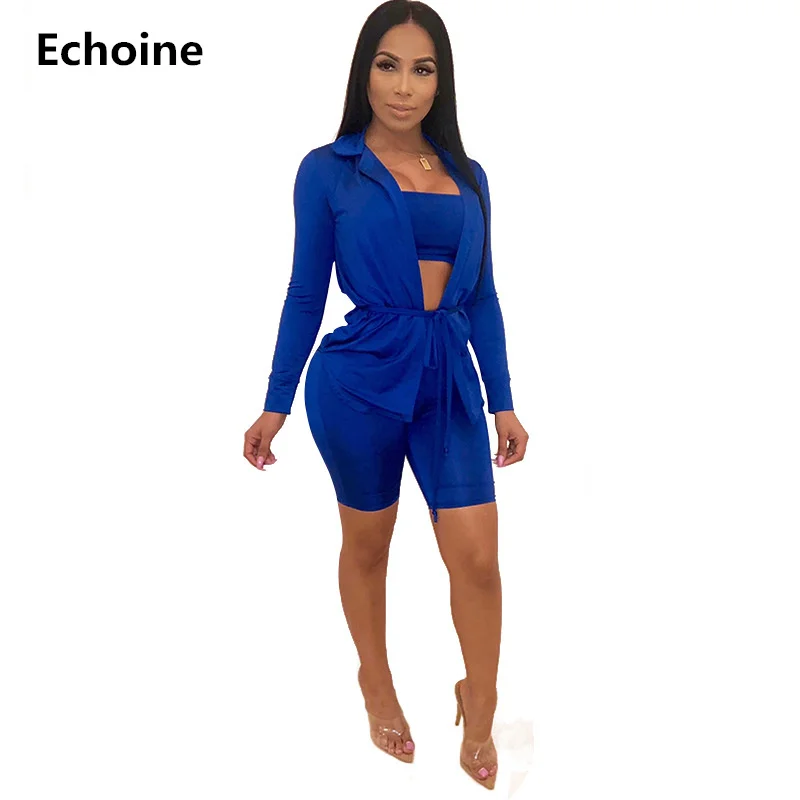 Women 3 Pieces Set Long Sleeve Jacket Tube Top Shorts Sexy Bodycon Shorts Set Club Outfit Streetwear two piece set top and Pants
Women 3 Pieces Set Long Sleeve Jacket Tube Top Shorts Sexy Bodycon Shorts Set Club Outfit Streetwear two piece set top and Pants