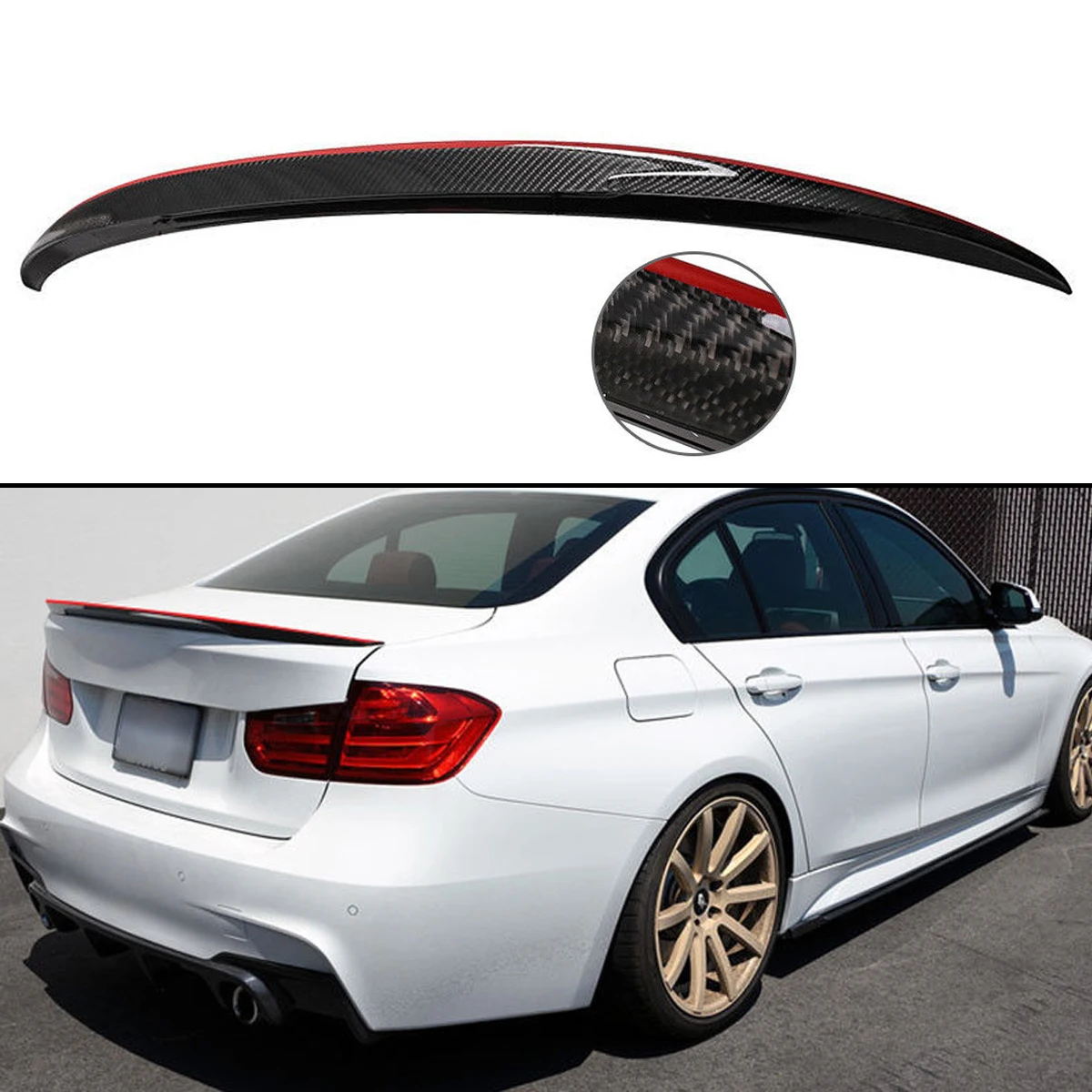 Carbon Fiber Performance trunk spoiler wing Red Line Rear Trunk Wings Spoiler for BMW F30 F80 M3 3-Series 2012-2018
Carbon Fiber Performance trunk spoiler wing Red Line Rear Trunk Wings Spoiler for BMW F30 F80 M3 3-Series 2012-2018