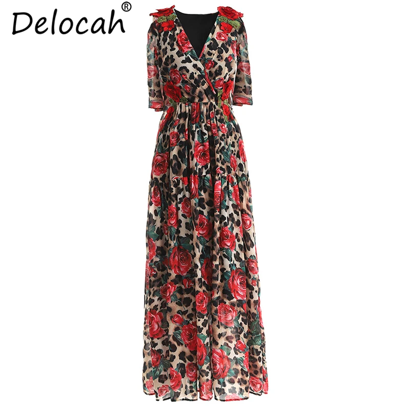 Delocah Runway Fashion Summer Plus Size Long Dress Women's Sexy V Neck Leopard Printed Appliques Elegant Vintage Vacation Dress
Delocah Runway Fashion Summer Plus Size Long Dress Women's Sexy V Neck Leopard Printed Appliques Elegant Vintage Vacation Dress