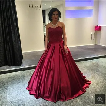 Vestido De Novia Burgundy Prom Gown Lace Tops Satin Puffy Sweetheart Neck Strapless Evening Dress for Wedding Party Plus Size
Vestido De Novia Burgundy Prom Gown Lace Tops Satin Puffy Sweetheart Neck Strapless Evening Dress for Wedding Party Plus Size