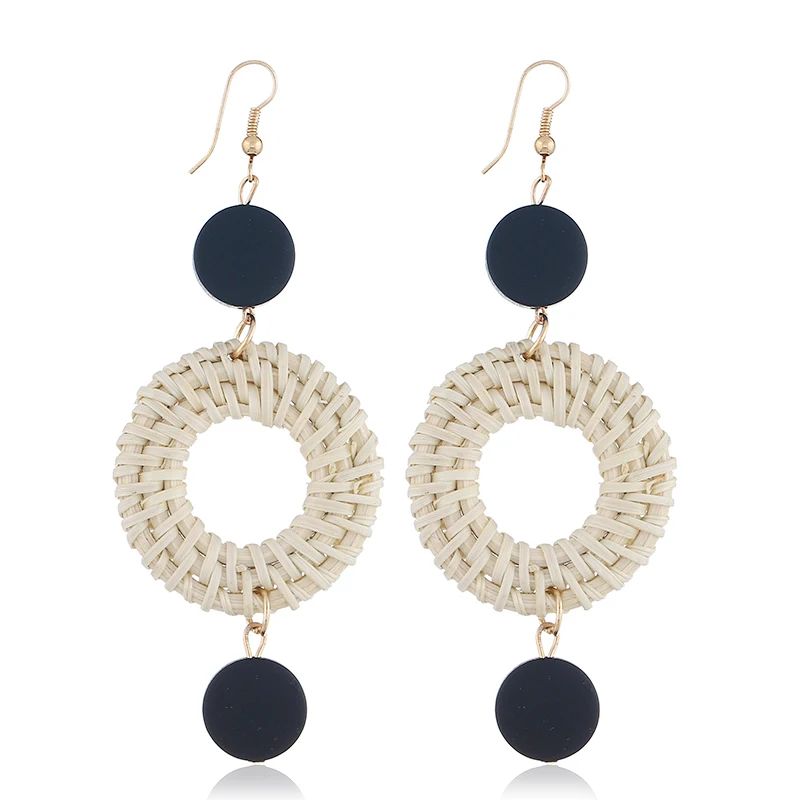 New Fashion Geometric Round Wood Straw Weave Rattan Dangle Earrings For Women Jewelry Accessories Tassel Earrings AE343
New Fashion Geometric Round Wood Straw Weave Rattan Dangle Earrings For Women Jewelry Accessories Tassel Earrings AE343