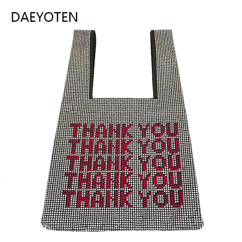 DAEYOTEN 2019 New Small Rhinestone Bag Female Thank You Bling Handbag Luxury Handbags Women Bags Designer Casual Tote ZM0059
DAEYOTEN 2019 New Small Rhinestone Bag Female Thank You Bling Handbag Luxury Handbags Women Bags Designer Casual Tote ZM0059