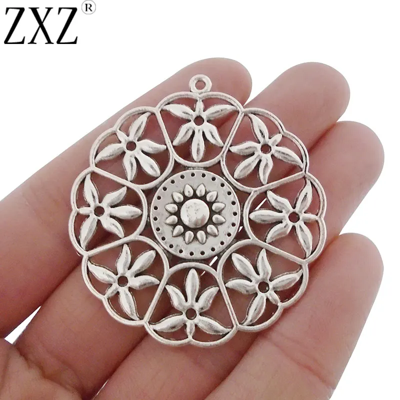 ZXZ 5pcs Antique Silver Tone Large Flower Round Charms Pendants for Necklace Jewelry Making Findings 47x44mm
ZXZ 5pcs Antique Silver Tone Large Flower Round Charms Pendants for Necklace Jewelry Making Findings 47x44mm