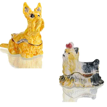 H&D Set of 2,Handmade Jewelry Trinket Box Enameled Pewter Bejeweled Gift for Dog Lover Keepsake Ornament 
H&D Set of 2,Handmade Jewelry Trinket Box Enameled Pewter Bejeweled Gift for Dog Lover Keepsake Ornament