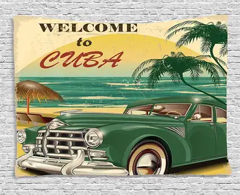 Beach Tapestry 1950s Decor Nostalgic Welcome to Cuba Artsy Print with Classic Car Beach Tapestry Ocean and Palm Trees Bedroom
Beach Tapestry 1950s Decor Nostalgic Welcome to Cuba Artsy Print with Classic Car Beach Tapestry Ocean and Palm Trees Bedroom
