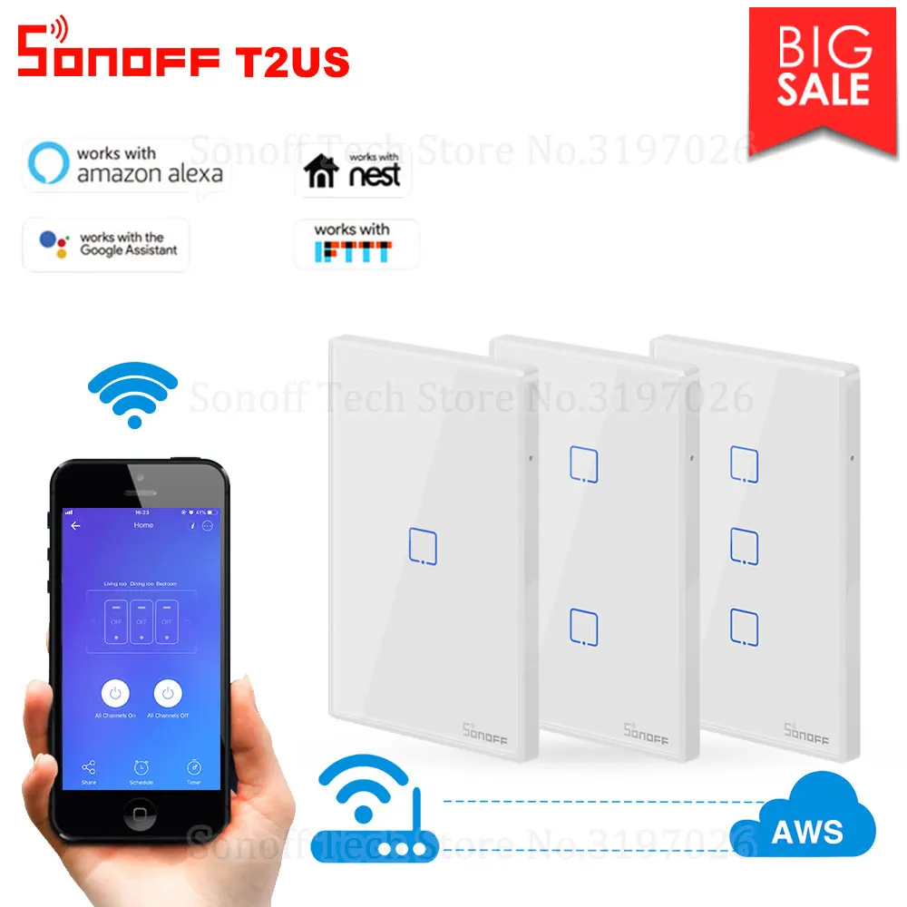 Itead Sonoff New T2US 120 Size 1/2/3 gang TX Series 433Mhz RF Remoted Controlled Wifi Switch Works With Alexa Google Home IFTTT
Itead Sonoff New T2US 120 Size 1/2/3 gang TX Series 433Mhz RF Remoted Controlled Wifi Switch Works With Alexa Google Home IFTTT