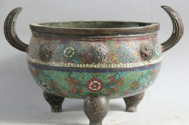 song voge gem S2038 12" Marked Chinese Cloisonne Bronze 3 Foot handle flower Incense Burner Censer
song voge gem S2038 12" Marked Chinese Cloisonne Bronze 3 Foot handle flower Incense Burner Censer