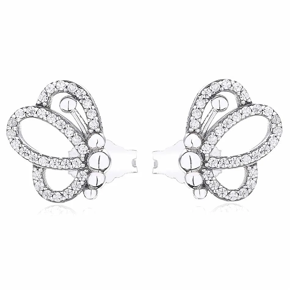 Authentic 925 Sterling Silver Earring Openwork Cute Butterfly Earrings With Crystal For Women Wedding Gift Fine Pandora Jewelry
Authentic 925 Sterling Silver Earring Openwork Cute Butterfly Earrings With Crystal For Women Wedding Gift Fine Pandora Jewelry