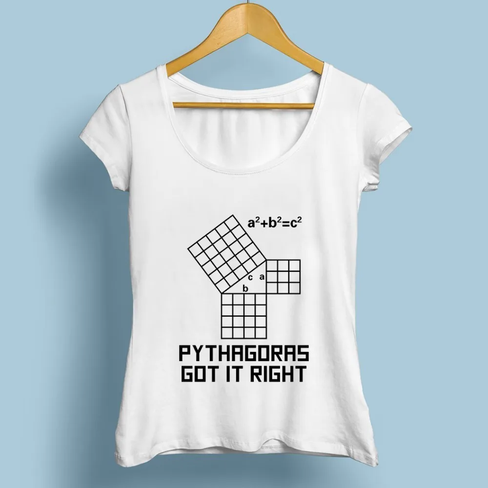 

math Right triangle Pythagorean theorem tshirt femme jollypeach brand 2018 new white causal T shirt women geek nerd T-Shirt