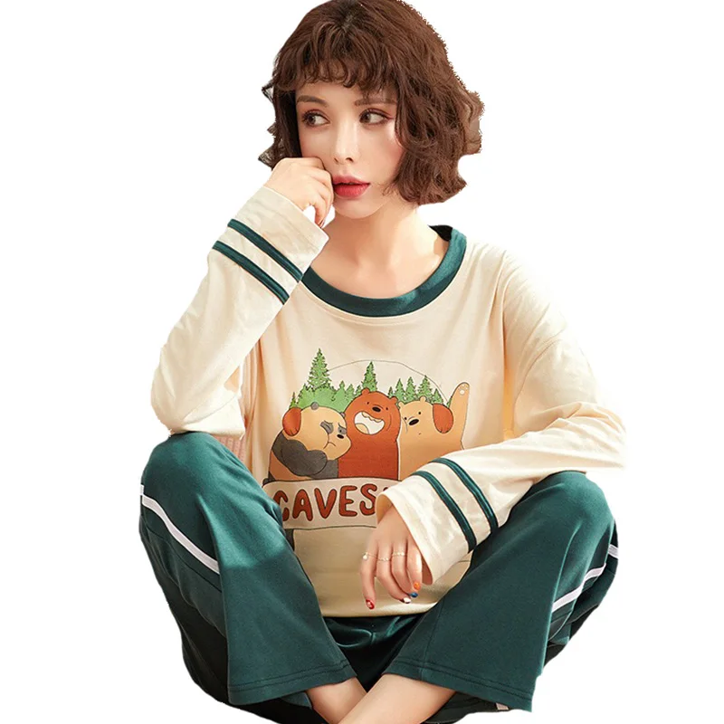 Women Pajama Set Korean Style Long Sleeve 2Piece Set Top+Pants Cotton Ladies Multicolor Round Neck 2019 New Casual Pajamas Set
Women Pajama Set Korean Style Long Sleeve 2Piece Set Top+Pants Cotton Ladies Multicolor Round Neck 2019 New Casual Pajamas Set