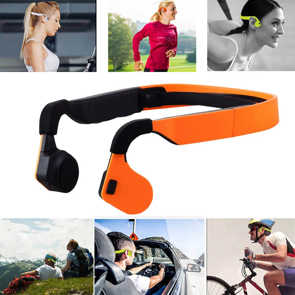 Image Bluetooth 4.0  Wireless Headset  Sports Bone Conduction Earphone Headphone Ear Hook Stereo with Mic