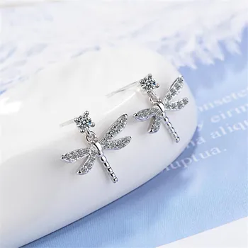 New Creative Temperament Full Of Crystal Dragonfly 925 Sterling Silver Jewelry Sweet Insect Personality Stud Earrings SE814
New Creative Temperament Full Of Crystal Dragonfly 925 Sterling Silver Jewelry Sweet Insect Personality Stud Earrings SE814