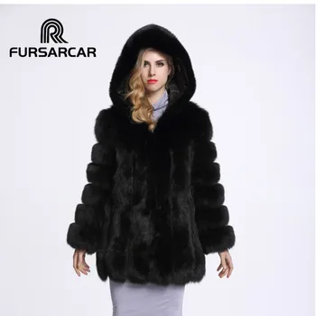 FURSARCAR Winter Women Real Fur Coat Full Sleeve 80cm Long Fox Fur Full Pelt Thick jacet With Fur hood C60
FURSARCAR Winter Women Real Fur Coat Full Sleeve 80cm Long Fox Fur Full Pelt Thick jacet With Fur hood C60