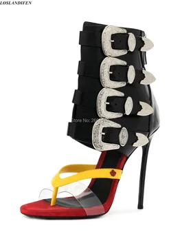 LOSLANDIFEN Gladiator Sandals Patchwork High Heels Buckles Embellished Stilettos Women Flip Flop Heeled Sandals Fashion Women
LOSLANDIFEN Gladiator Sandals Patchwork High Heels Buckles Embellished Stilettos Women Flip Flop Heeled Sandals Fashion Women