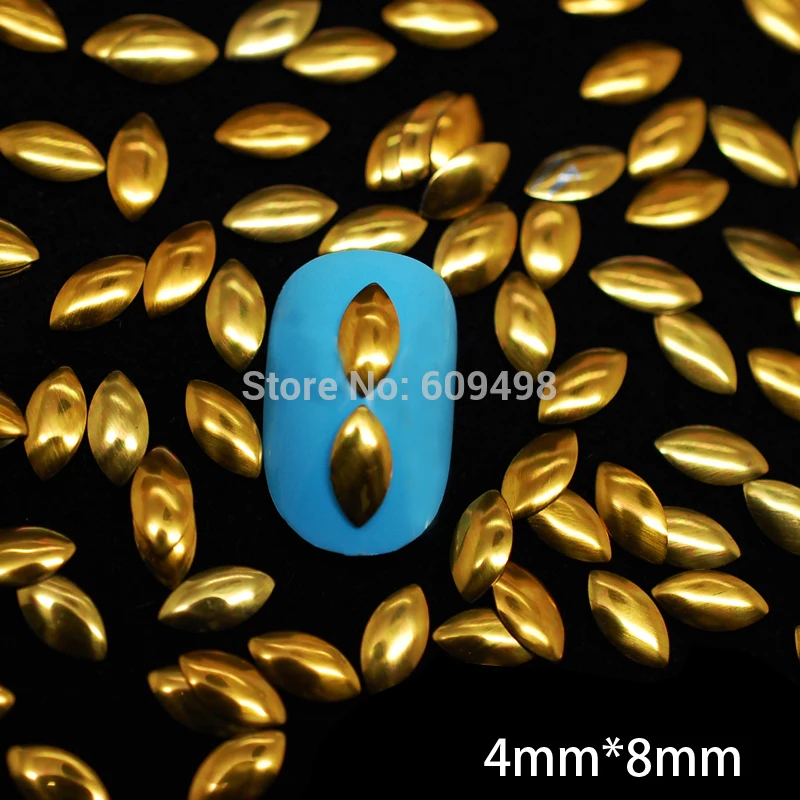 

1000pcs/bag Gold Marquise Nail Studs Gems Floating Charms DIY Craft Decoration Nail Art Supplies