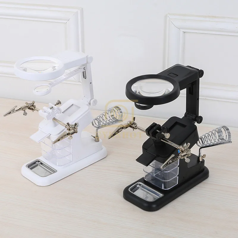 Functional Welding Magnifier 3X/4.5X/25X LED Light Helping Hands Magnifier Station with Clamp and Alligator Clips-Hobby Magnifie
Functional Welding Magnifier 3X/4.5X/25X LED Light Helping Hands Magnifier Station with Clamp and Alligator Clips-Hobby Magnifie