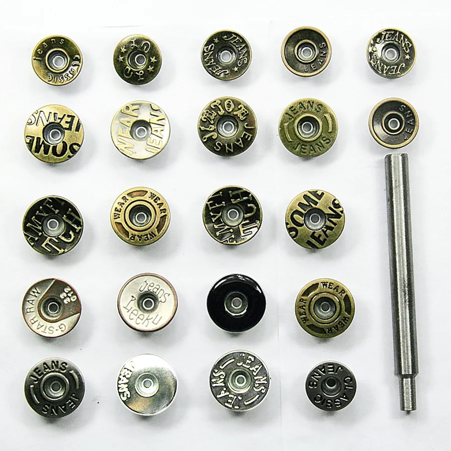 Description Picture 4 of item（50 Sets Buttons + Installation Tools）20 MM Jeans Buckle Rivet Clothing & Accessories Sewing Patches