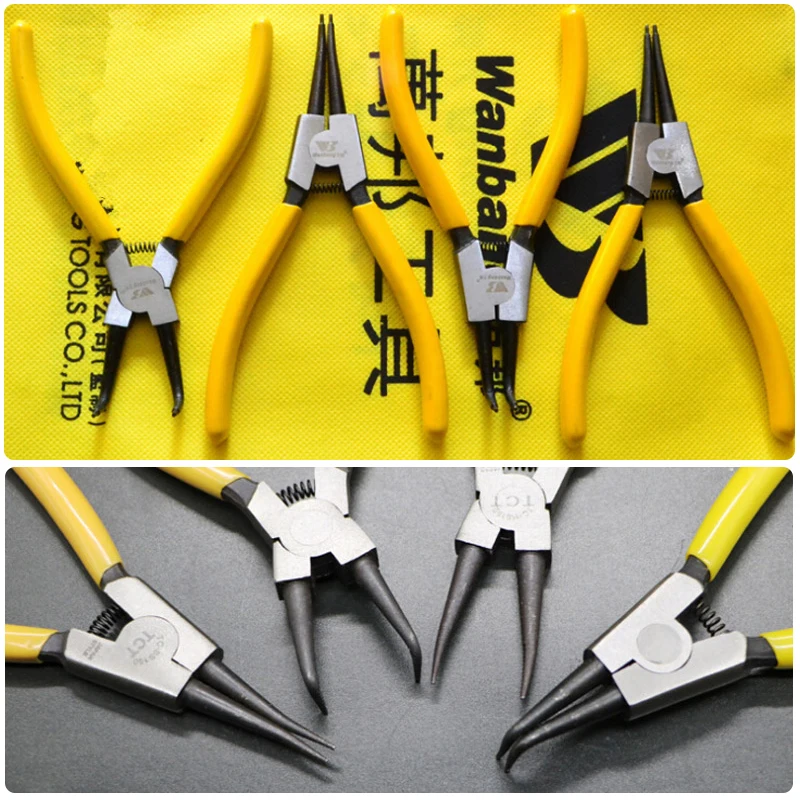 4Pcs/set Circlip Plier Set Internal External Straight Curved Snap Ring Pliers 6'' Hand tools