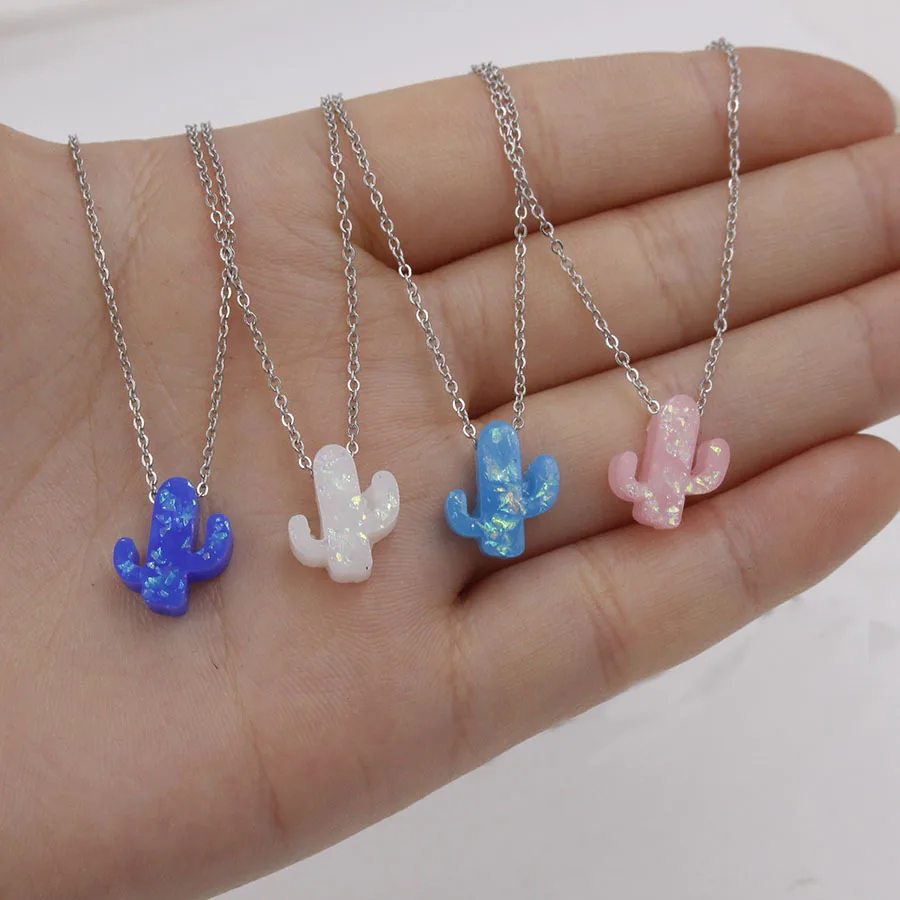 Stainless Steel Link Chain Synthetic Opal Plant Cactus Pendant Necklace Multicolor Resin Cactus Necklace Women Collar Jewelry
Stainless Steel Link Chain Synthetic Opal Plant Cactus Pendant Necklace Multicolor Resin Cactus Necklace Women Collar Jewelry