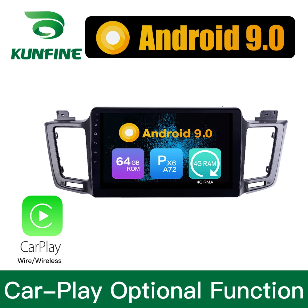 Android 9 0 Ram 4G Rom 64G PX6 Cortex A72 автомобильный DVD GPS мультимедийный плеер стерео для Toyota RAV4