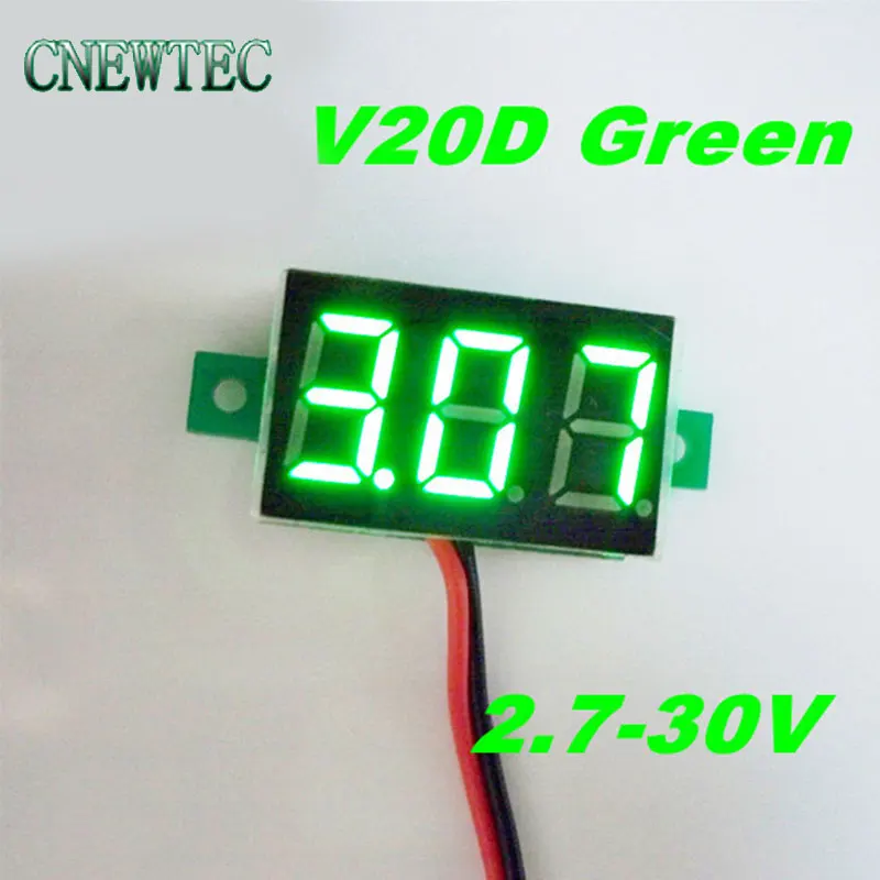 V20D 2.7V~30V DC Digital Display Voltmeter Three Bit Green 0.36 "LED Voltage Meter
V20D 2.7V~30V DC Digital Display Voltmeter Three Bit Green 0.36 "LED Voltage Meter