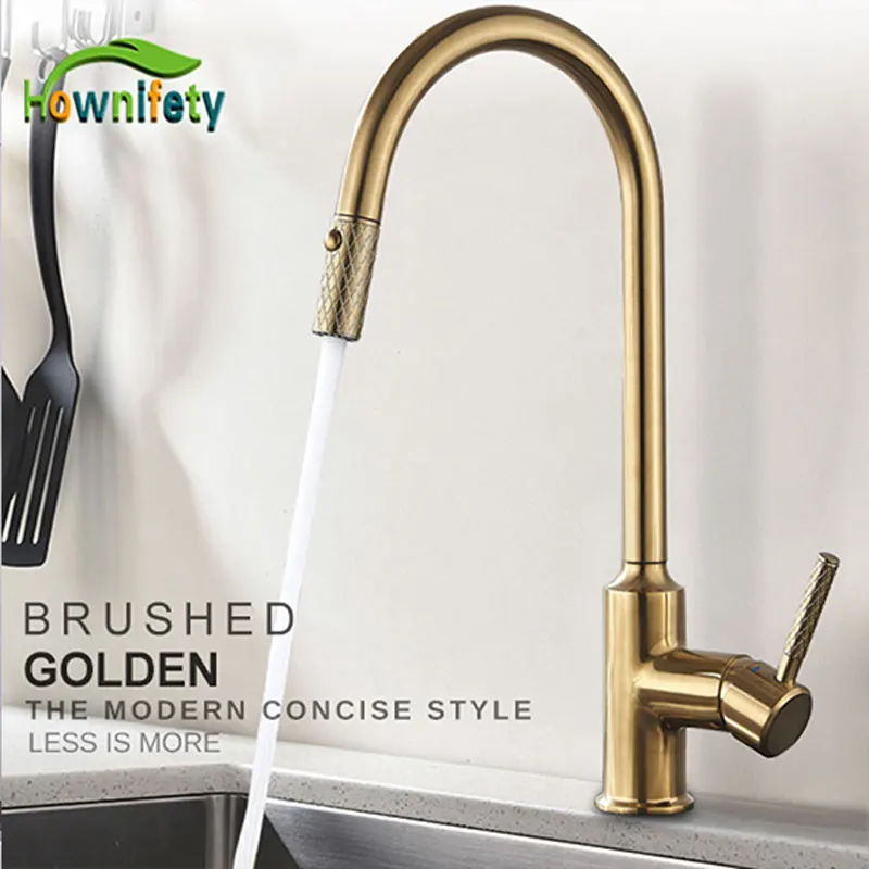 Brushed Gold New Kitchen Faucet Pull out two outlet ways Hot and Cold Switch Mixer Tap Deck Mount Crane Modern Luxury
Brushed Gold New Kitchen Faucet Pull out two outlet ways Hot and Cold Switch Mixer Tap Deck Mount Crane Modern Luxury
