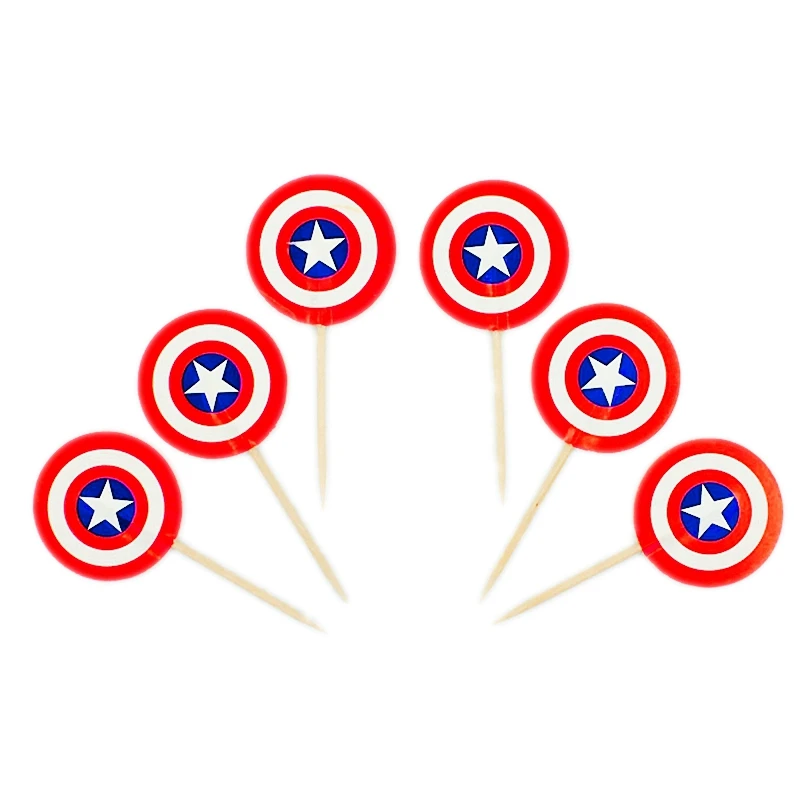 24pcs Captain America Avengers Shield Cake Toppers Pick Cupcake hat Decorative Kids Birthday Baby Shower Party Supplies Decor
24pcs Captain America Avengers Shield Cake Toppers Pick Cupcake hat Decorative Kids Birthday Baby Shower Party Supplies Decor