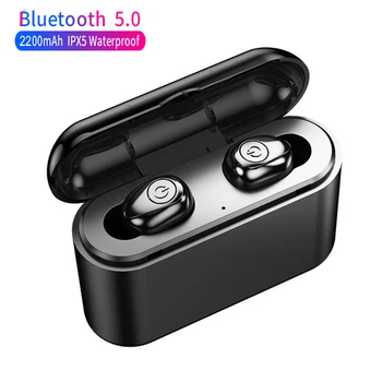 TWS Wireless Bluetooth 5.0 Earbuds True 5D Stereo Earphones Mini Waterproof Handsfree Sports Headset with 2200mAh Charging Box
TWS Wireless Bluetooth 5.0 Earbuds True 5D Stereo Earphones Mini Waterproof Handsfree Sports Headset with 2200mAh Charging Box